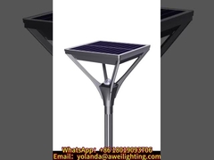 新しい太陽光ガーデンライトアームが磨かれている.