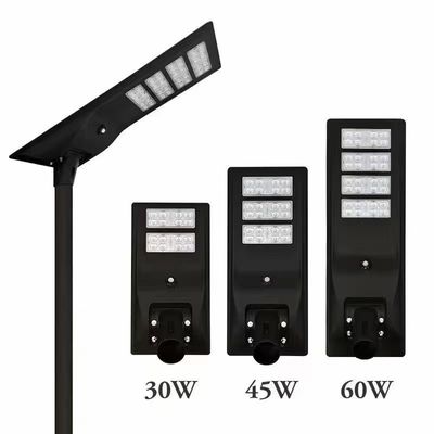 オールインワン 45W 統合太陽光 LED ストリートライト モノ結晶シリコン,高光流量,12.8V-30AH リチウム電池とリモコン